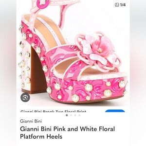 Gianni Bini Floral Pink and White Platform Shoes